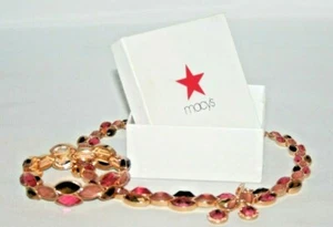 Anne Klein Gold Necklace, Bracelet, and Earrings set with Pink gems - Picture 1 of 4