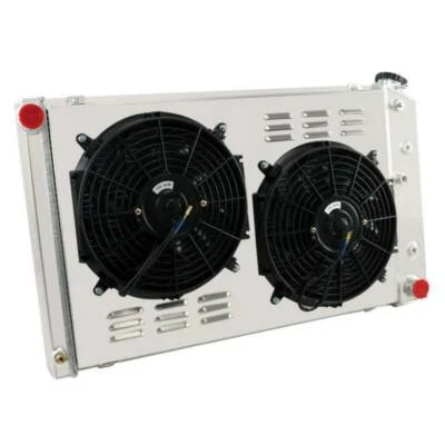 4 Row Radiator+Shroud Fan For 1975-1979 Chevy Nova/ 70-81 Chevy Camaro ALLOY Foto 1 de 4