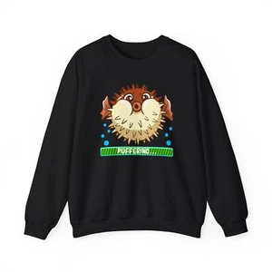 Pufferfish Puffering Crewneck Sweatshirt - Fun Gift for Ocean Lovers - Picture 1 of 55