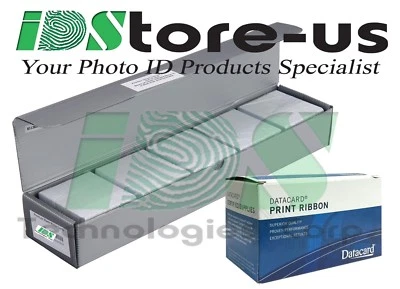Datacard 534000-003 Color Ribbon Kit YMCKT 500 Images & 500 GQ Blank PVC Cards - Image 1 of 4