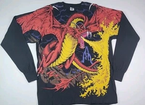 Vintage 1993 Liquid Blue Dragon AOP Longsleeve, Size X-Large, 24x32" - Picture 1 of 24