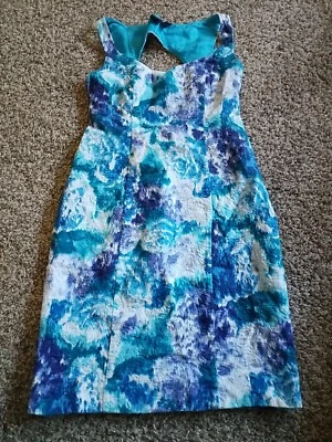 Vestido Ponte Muse Cerradura Trasera Flutter Frontal Talla 0 Azul y Púrpura.  RW3 Foto 1 de 4