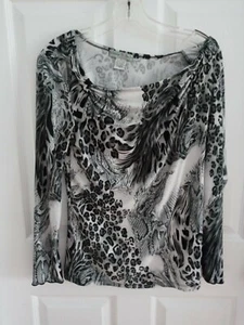 Women's Vintage Suzie Long Sleeve Top Animal Print Size Large - Picture 1 of 9