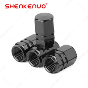 Fits Car Bike Wheel Tire Valve Stem Caps Dust Cover Chrome Aluminum 4PC Black US - Picture 1 of 11