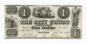 1839 1 $ The City Trust & Banking Co. - New York, New York Schein - Bild 1 von 2