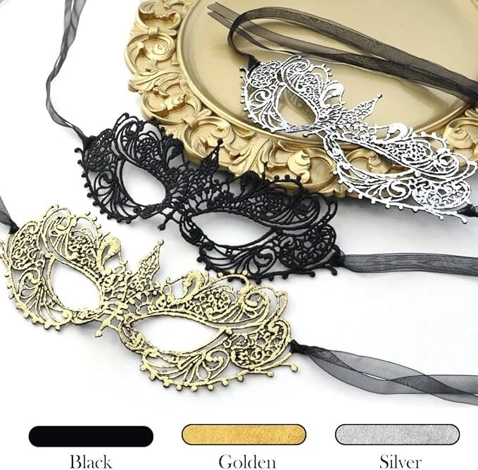 TCOTBE 3-Piece Venetian Party Lace Masquerade Masks - Women's Sexy Elastic Masks - Image 1 of 4