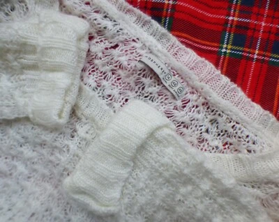 Cream Knitted Delicate Semi-Sheer Jumper Top Size 14 - Image 1 of 4