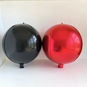 Brand New 18" Sphere Orb Round Balloons Black & Red Party Balloons - Picture 1 of 3