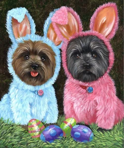 Precious Pets Garden Flag - Cairn Terrier Bunnies 12" x 18" ~ Charity! - Picture 1 of 1
