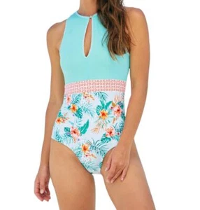 CABANA LIFE Cayman Embroidered Keyhole One-Piece 50+UV in Blue Multi Size S - Picture 1 of 6
