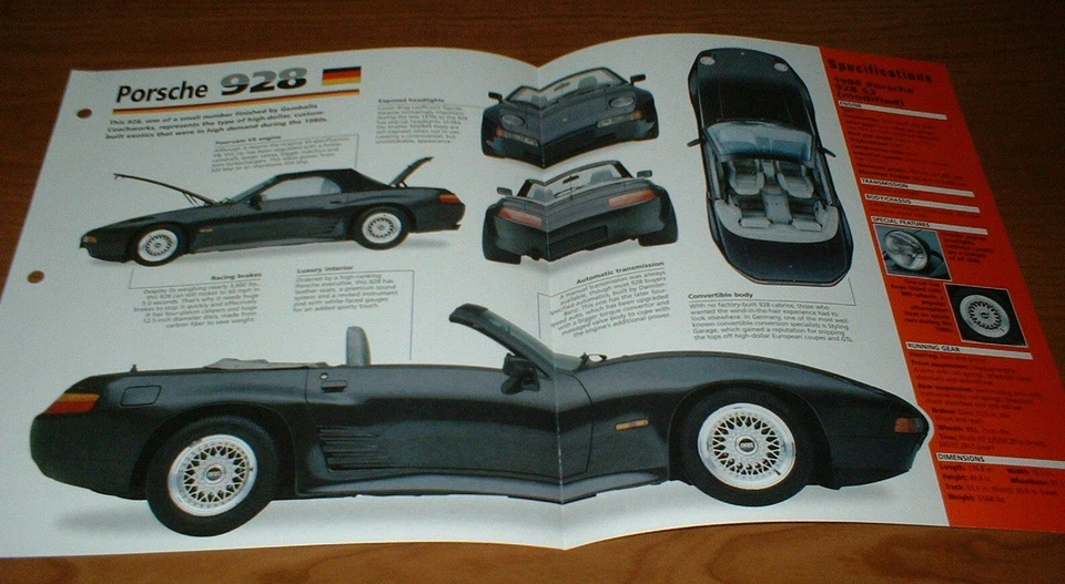 Porsche 928 S3 1986 convertible original Imp folleto especificaciones información S 3 86★★ Foto 1 de 1