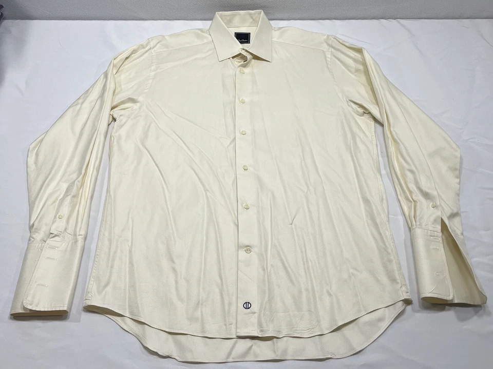 Camisa de vestir David Donahue talla 16,5 34/35 blanco roto con botones defecto puño francés Foto 1 de 4