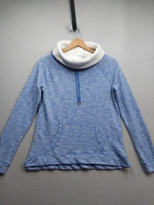 Tek Gear Essential Shirt Women Small Heather Blue Soft Pullover Sherpa Cowl Neck - Image 1 of 4