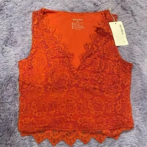 Women's Lace Cropped Tank Top Size Small - Picture 1 of 4