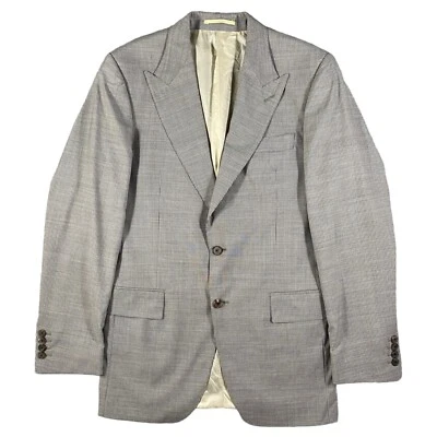 Traje Chaqueta Blazer Gieves & Hawkes Gris a Rayas Calce Ajustado Lana Pico 2 Botones 38L Foto 1 de 4