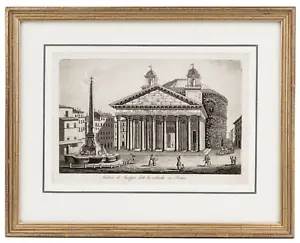 An Antique Framed Print Of The Pantheon Rome, Italy By Antonio Lazzarini - Picture 1 of 4