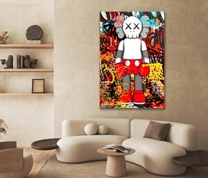 Arte de pared de dibujos animados con camisa roja graffiti lienzo sin marco o impresión de póster - Imagen 1 de 3