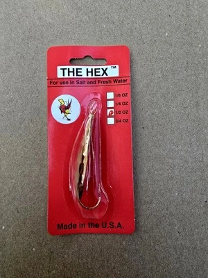 PRECION TACKLE Precision Tackle 1/2 Oz Weedless Copper Hex Spoon. New!!