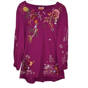 Johnny Was Pullover Damen klein bestickt Blumen Tunika Boho Langarm - Bild 1 von 8