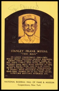 Stan Musial Autographed Signed HOF Plaque Postcard St. Louis Cardinals - Picture 1 of 2