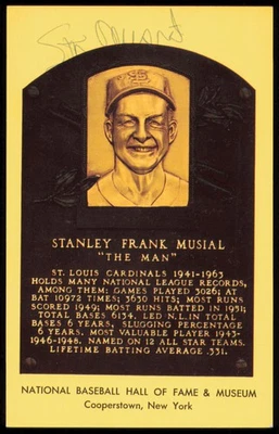 Stan Musial Autographed Signed HOF Plaque Postcard St. Louis Cardinals - Image 1 of 2