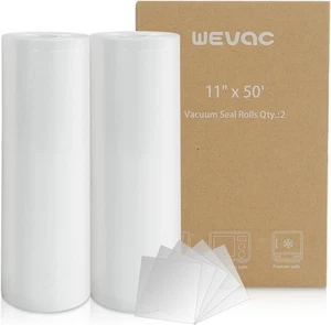 Wevac Vacuum Sealer Bags 11x50 Rolls 2 pack for Food Saver, Seal a Meal - Picture 1 of 4