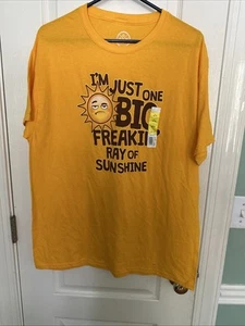 New Dom 100% Cotton Dark Yellow Graphic T-shirt Mens L “Ray Of Sunshine” - Picture 1 of 4