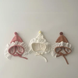 Newborn Baby Hat Soft Ear Protection Hat Outdoor Sun Hat Lace Up Thin Pom Hat - Picture 1 of 43