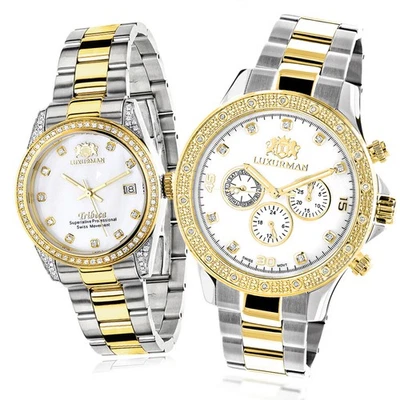 Reloj Diamante Acero Inoxidable Hombre y Mujer | Luxurman 44 mm | Esfera Blanca Foto 1 de 4