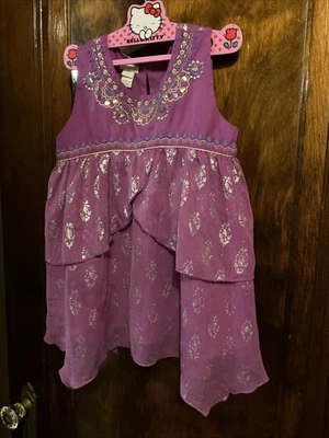 Monsoon Purple Embellished LinedDress Girls Size 8 Years Polyester Made in India - Image 1 of 4