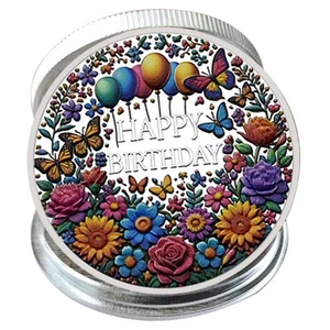 Regalo Feliz Cumpleaños Metal Plateado Moneda Desafío Mejores Deseos Artesanía Medalla - Imagen 1 de 10