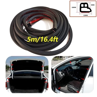 5M/16.4 FT L Shape Rubber Car Door Seal Strips Weather Strip Self Adhesive Black - Image 1 of 4