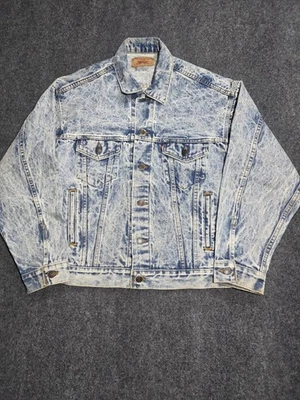 80s 90s Levi's Acid Wash Trucker Denim Jean Jacket Mens Large Fashion Rock - Image 1 of 4