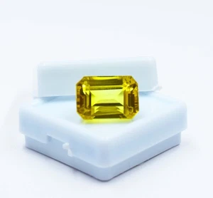 14-15 Ct Emerald Cut Sapphire Certified Natural Yellow Gem Loose Stone for Cust - Picture 1 of 8