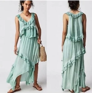 Free People Women’s Sz L If Only Maxi Skirt Set Harbor Green Boho Chic Beach - Imagen 1 de 18