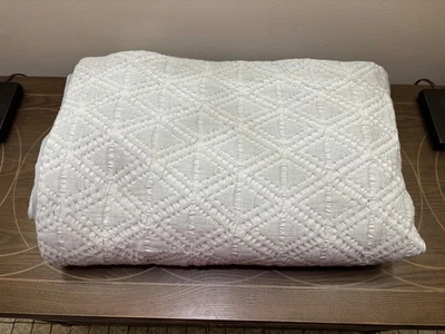 Пододеяльник Pottery Barn Diamond Matelasse KING /CALI KING ~синий шамбре ~ новый без ценников - Изображение 1 из 4