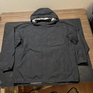 LL Bean Jacket Mens 2XL Black Gore Tex Stowaway Hooded Waterproof Rain Coat - Picture 1 of 11
