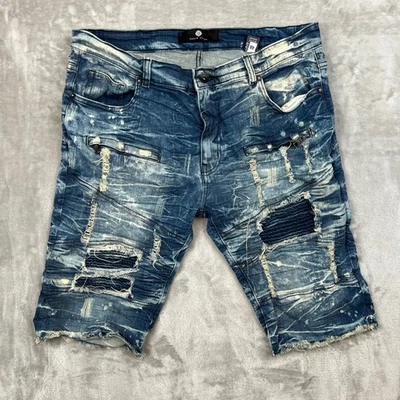 Pantalones Cortos de Denim Focus Jeans Para Hombre Azul Envejecido Talla 38 Estilo Moto Foto 1 de 4