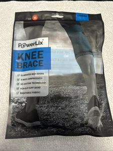 NEW POWERLIX Knee Compression Sleeve Knee Brace Unisex Men Women Black - Med - Picture 1 of 3