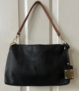 Valentina Italia Genuine Pebbled Black Leather Shoulder Bag Handbag Purse - Picture 1 of 20