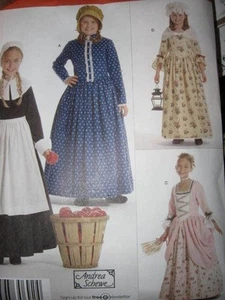 PATTERN GIRLS Colonial DRESS 3-6 dress bonnet apron s3725 civil war NEW - Picture 1 of 2