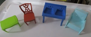 5 PCS Vintage MPC Dollhouse Furniture Plastic CHAIR, SINK, END TABLE ARM CHAIR - Picture 1 of 9