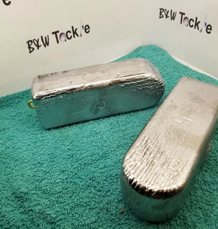 B&W TACKLE 5lb (Pound) Lead Rock Cod Weight Sinker with brass eye, Deep Drop Fishing, Qty 6