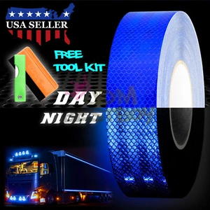 *Blue 2"x150' Reflective Safety Tape Warning Adhesive Conspicuity Marking Decal - Picture 1 of 11