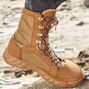 Men's Outdoor Army Military Tactical Work Boots Desert Leather Combat SWAT Shoes - Picture 1 of 19