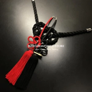 Dijes de espejo retrovisor de coche JDM Cayears Produce negro rojo nudo JP Kiku Kintsuna - Imagen 1 de 12