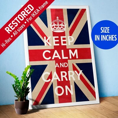 Keep Calm and Carry On with UK flag. UK, 1939 — vintage poster - Image 1 of 4