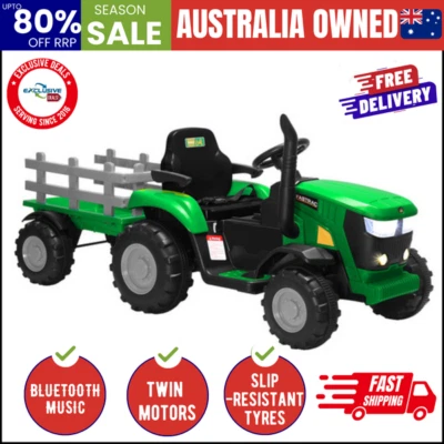 Kids Ride On Tractor Toy W/ Trailer Remote Battery Electric Operated Car - image 1 of 4