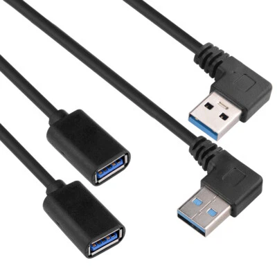 2 piezas 90° grados izquierda+derecha USB 3.0 ángulo adaptador cable de extensión 100CM - Imagen 1 de 2
