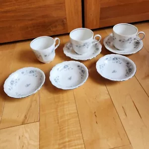 Johann Haviland Blue Garland Flat Tea Cups Saucers Small Bowls Bavaria Germany - Bild 1 von 8